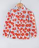 Hugsntugs Cotton Full Sleeves Lace Embellished Floral Printed Top - Orange