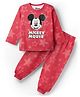 Babyhug Disney Single Jersey Knit  Full Sleeves Night Suit With Mickey Mouse Graphic - Red