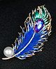 SYGA Brooch Pin Fashion Crystal Rhinestone Jewellery Pin Vintage Clothing Accessories Decoration Peacock Feather Brooch Colorful Brooches For Women- S71