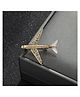 SYGA Women Suit  Aircraft Design Brooch Pin, Gold Tone with Crystal Accents