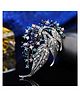 SYGA Brooch Pin Fashion Crystal Rhinestone Jewellery Pin Vintage Clothing Accessories Decoration Hollow Leaf Style Blue Brooches Women- S231- Blue