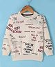 Doreme Lycra Knit Full Sleeves Sweatshirt with Text Print - Cream