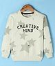 Doreme Lycra Knit Full Sleeves Sweatshirt with Text & Star Print -Beige & Green