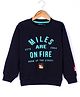 Doreme Fleece Knit Full Sleeves Sweatshirt with Text  Print - Black