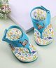 Babyoye Velcro Closure Flip Flops with Dino Applique - Blue