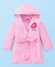 Babyhug Terry Knit Full Sleeve Hooded Bathrobe With Elastic At Waist & Floral Embroidery - Pink