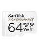 SanDisk Video MicroSD Card 64GB 4K UHD  High Endurance with Adapter for Dash Cam & Home Monitoring Surveillance Systems - C10, U3, V30, SDSQQNR-064G-GN6IA Black White