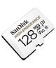 SanDisk  Video MicroSD Card  128GB  V30, 4K UHD, High Endurance with Adapter for Dash Cam & Home Monitoring Surveillance Systems - C10, U3, SDSQQNR-128G-GN6IA Black White