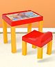 ITALICA Plastic Kids Study Table with Chair Table Chair Set - Red & Yellow - (Chair - 33 x 39.7 x 59 Cm)  (Table - 43.3 x 56.7 x  53.7 Cm)