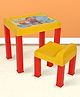 ITALICA Plastic Kids Study Table with Chair Table Chair Set - Red & Yellow - (Chair - 33 x 39.7 x 59 Cm)  (Table - 43.3 x 56.7 x  53.7 Cm)