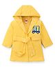 Babyhug Terry Knit Full Sleeve Hooded Bathrobe With Elastic At Waist & Dino Embroidery - Yellow