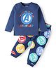 Babyhug Marvel Single Jersey knit Full Sleeves Night Suit with Avengers Graphics - Navy Blue