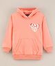 Doreme Terry Knit Full Sleeves Hooded Sweatshirt Text Print- Peach