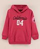 Doreme Terry Knit Full Sleeves Hooded Sweatshirt with Text Print & Kangaroo Pockets - Maroon