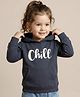 Doreme Cotton Knit Full Sleeves Hooded Sweatshirt Text Print & Kangaroo Pockets - Navy Blue