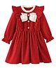 Kookie Kids Full Sleeves Shimmered Party Frock With Frill Detailing - Red