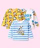 Babyhug Disney Single Jersey Knit Full Sleeves Striped & Donald Duck Graphics T-Shirts Pack of 3 - White Blue & Mustard Yellow