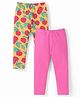 Babyhug Cotton Lycra Knit Stretchable Leggings Apple  Print Pack of 2 - Pink & Yellow