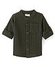 Babyhug Cotton Woven Full Sleeves Mandarin Collar Solid Colour Shirt - Olive Green
