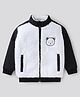 Bonfino Woven Full Sleeves Winter Jacket With Bear Patch - Black & White