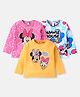 Babyhug Disney Single Jersey Knit Full Sleeves T-Shirts with Minnie Mouse & Friends Graphics Pack of 3 - Pink Yellow & Light Blue