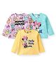 Babyhug Disney Single Jersey Knit Full Sleeves T-Shirts With Minnie Mouse Graphics Pack of 3 - Yellow Pink & Blue