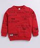 giniekids Cotton Full Sleeves Text Printed Winter Tee - Red