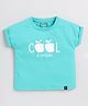 giniekids Cotton Half Sleeves Cool Text Embroidered Top - Mint