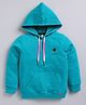 giniekids Cotton Full Sleeves Hooded Sweatshirt With Patch - Teal Blue