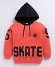 giniekids Cotton Full Sleeves Skate Text Printed Hooded Winter Tee - Coral