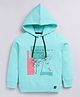giniekids Cotton Full Sleeves Text & Floral Printed Hooded Sweatshirt - Sea Green