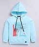 giniekids Cotton Full Sleeves Text Printed Hooded Sweatshirt - Blue Gloss