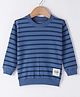 Doreme Terry Knit Full Sleeves Sweatshirt with Stripes - Blue