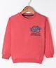 Doreme Terry Knit Full Sleeves Sweatshirt with Text Print - Red
