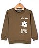 Doreme Terry Knit Full Sleeves Sweatshirt with Text & Floral Print - Tan