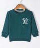 Doreme Terry Knit Full Sleeves Sweatshirt with Text  Print - Teal Blue