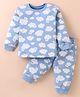 Doreme Single Jersey Knit Full Sleeves Night Suit With Teddy Print - Light Blue