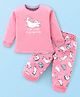 Doreme Single Jersey Knit Full Sleeves Night Suit with Kitty Print - Pink