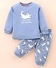 Doreme Single Jersey Knit Full Sleeves Night Suit with Kitty Print - Light Blue