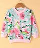 Doreme Terry Knitted Full Sleeves Sweatshirt With Floral & Text Print - Light Pink
