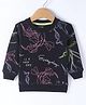 Doreme Terry Knit Full Sleeves Sweatshirt With Floral & Text Print - Black