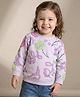 Doreme Terry Knitted Full Sleeves Sweatshirt With Floral & Text Print - Lilac