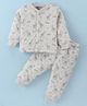 Doreme Knit Full Sleeves Nightwear Suits Co- Ord Set - Light Grey