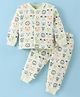 Doreme Knit Full Sleeves Nightwear Suits Co- Ord Set - Light Green