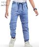 Arias Cotton Woven Full Length Solid Denim Joggers - Light Blue
