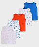 Mi Arcus 100% Cotton Pack of 5 Sleeveless Solid & Animal Printed Tees - Multi Colour