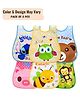 BitFeex Plastic Bib Children's Waterproof Bibs Quick Dry Sleeveless Printed Bibs Apron with Adjustable Closure Set of 2 (Color & Design May Vary)