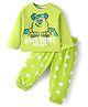 Babyhug Disney Single Jersey Knit Full Sleeves Night Suit with Sully Graphics - Limegreen