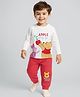 Babyhug Disney Single Jersey Knit Full Sleeves Night Suit with Winnie & Friends Graphic - White & Red