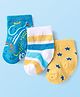 Cute Walk by Babyhug Knit Ankle Length Socks With Animal & Star Design - Blue White & Yellow
